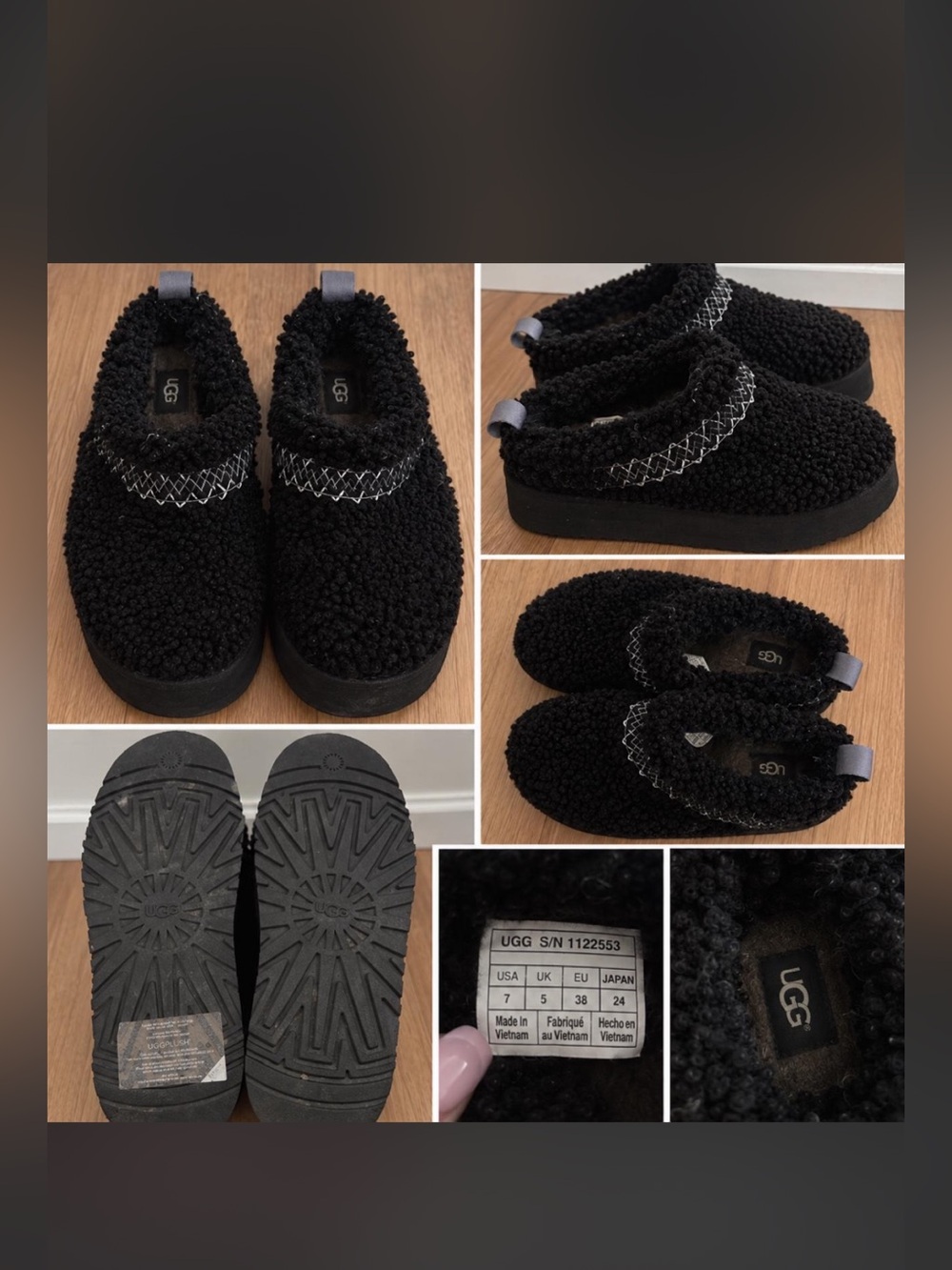 UGG Black Sherpa Mary Jane Slippers with Contrast Stitching